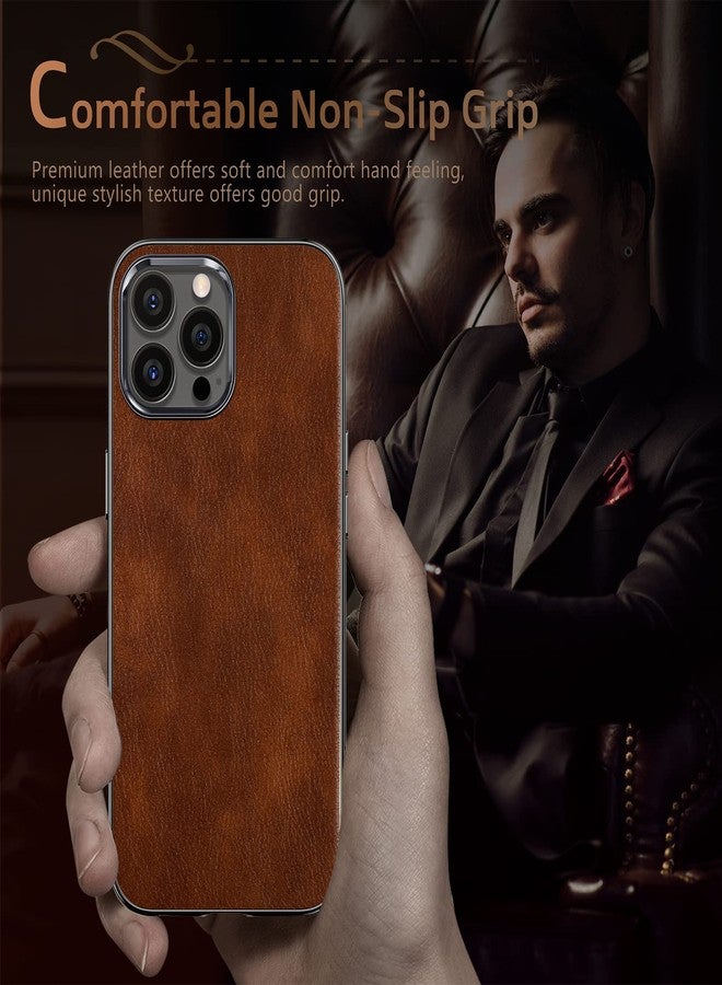 LOHASIC جراب LOHASIC متوافق مع iPhone 13 Pro، مصنوع من الجلد الفاخر، بتصميم أنيق ونحيف، مناسب للأعمال، يوفر حماية كلاسيكية ضد الصدمات، مع قبضة ناعمة، مناسب للرجال والنساء، متوافق مع iPhone 13 Pro 6.1 بوصة (إصدار 2021) - بني داكن - Image 3